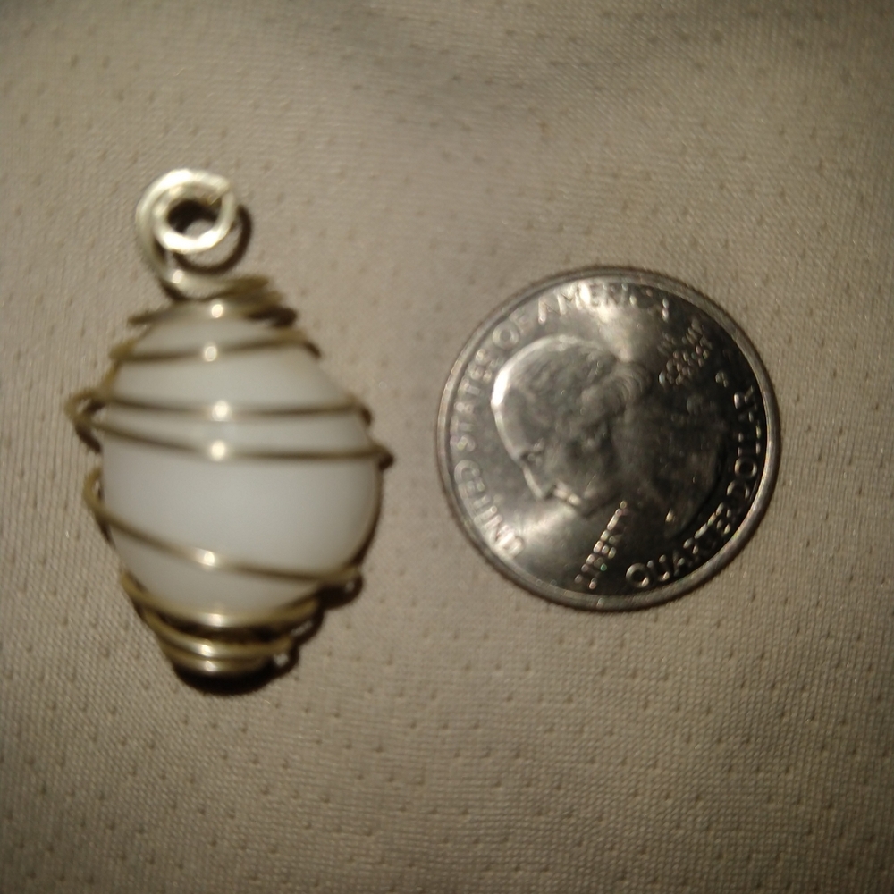 White and Silver Necklace Pendant